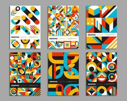 Bauhaus posters with geometric background patterns vector