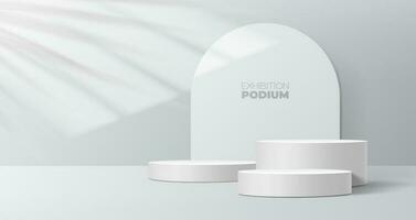 Grey podium mockup, product display background vector