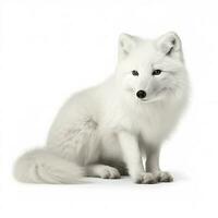 Arctic fox isolated on white background, generate ai photo