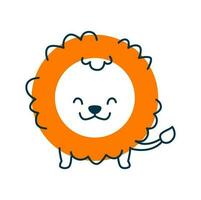 Lion cartoon vector animal, circle maths shape