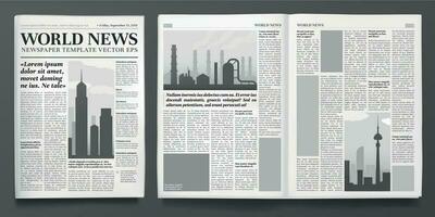 Business newspaper template. Financial news headline, newspapers pages and finance journal isolated vector illustration layout