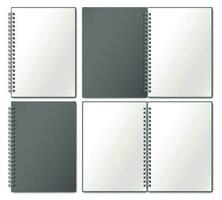 cuaderno Bosquejo. vacío libro de copiar, cuadernos paginas atado en metal espiral y abierto ligado bloc de dibujo realista 3d vector ilustración