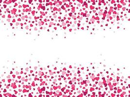 Valentines hearts confetti. Heart splash, valentine day frame border and love card vector background