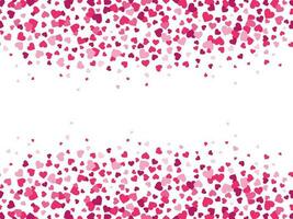 Valentines hearts confetti. Heart splash, valentine day frame border and love card vector background