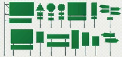 dirección firmar tablero. la carretera destino señales, calle señalización tableros y verde dirigente letrero puntero aislado vector ilustración