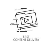 Fast content delivery network, CDN thin line icon vector