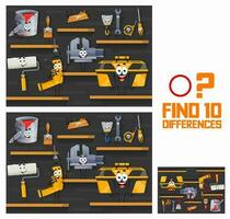 Find ten differences of cartoon repair work tools vector