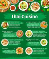Thai cuisine restaurant menu vector template