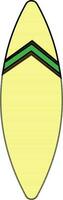 Green and yellow surfboard in flat style. vector