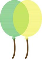 Green and yellow balloon in flat style. vector