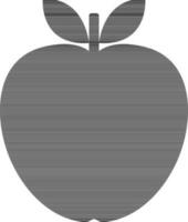 Silhouette of an apple with leaves in black color. vector