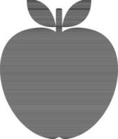 Silhouette of an apple with leaves in black color. vector