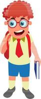 Cartoon character of boy with book and bag. vector