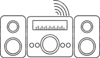 Black line art audio sound speaker. vector