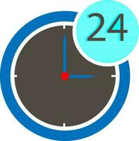 24 hour in grey and blue clock. vector