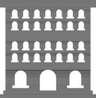 Black and white building in flat style. vector