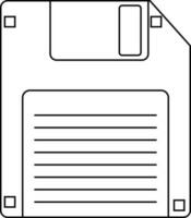 Line art floppy disk in flat style. vector