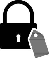 Icon of tag or label with lock in flat style. vector