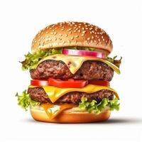 Double hamburger isolated on a white background photo