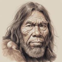 ilustración retrato de neanderthal ai generado foto