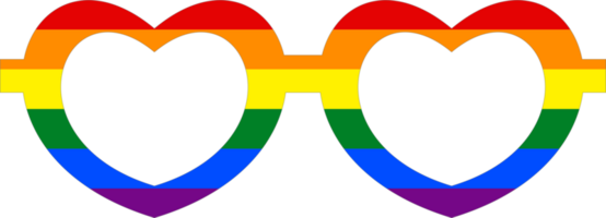 LGBTQ rainbow glasses heart shape png