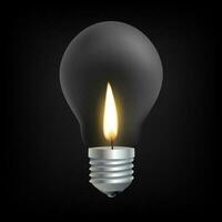 Candle Light In Incandescent Light Bulb Concept, Vector Illustration