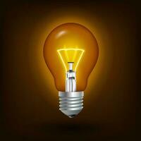 Incandescent Energy Saving Light Bulb Illuminated, Vector Illustration