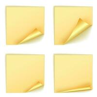 Blank Cream Square Stickers With Curl Sets, Vector Illustration