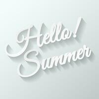 Hello Summer Greeting Card Paper Cut, Vector Illustration
