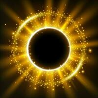 Golden Shiny Circle Frame With Glittering Dust Particles, Vector Illustration