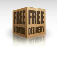 Free Delivery Package Shipping Online, Vector Illustration
