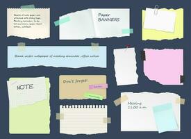 Business paper notes, stickers and tape background vector