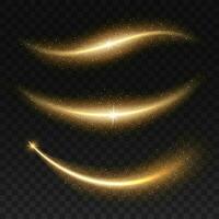 Golden stardust and glitters wave or lines vector