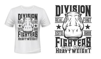 hipopótamo peso luchadores club camiseta impresión vector