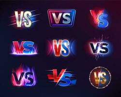 VS or versus badge or icon with flame and sparks vector