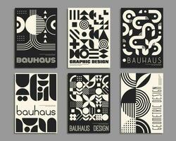 Monochrome bauhaus posters, geometric patterns vector