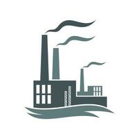 Factory, industrial plant or power station icon vector