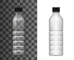 Transparent plastic bottle realistic mockup vector