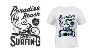 camiseta marina imprimir, surf club paraíso playa vector