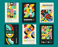 Bauhaus posters with geometric abstract patterns vector