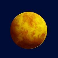 Cartoon giant yellow space planet, lava surface vector