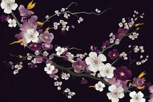 Flowers composition. Wreath made of pink flowers on pink background. Flat lay, top view, copy space, generate ai photo