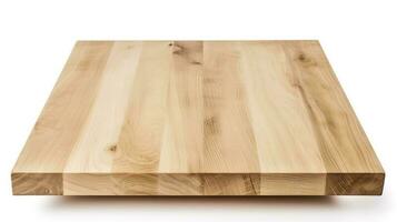 Empty wood table on isolated white background with display montage for product, generate ai photo