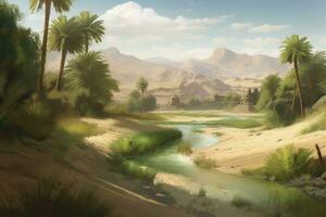 Desert Oasis Capture the beauty of the desert, generate ai photo