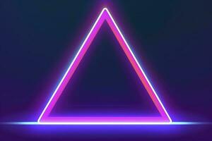 3d render, abstract fantasy background. Unique futuristic wallpaper with a triangular geometric shape glowing with pink red neon light, colorful, generate ai photo