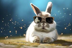 Happy cool rabbit funny , photo