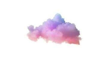 3d render, glowing colorful soft cloud isolated on white background. Fluffy cumulus atmosphere phenomenon. Realistic sky clip art element, generate ai photo