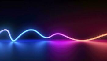 3d rendering, the abstract background of colorful neon wavy lines glowing in the dark. Modern simple wallpaper, generates ai photo