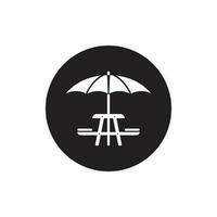 umbrella with picnic table icon vector