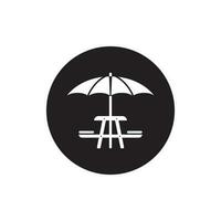 umbrella with picnic table icon vector